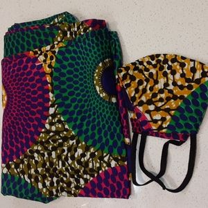African print full head wrap and mask